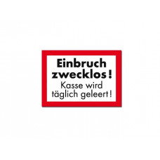 Aufkleber Einbruch zwecklos, 85 x 58 mm - Abbildung ähnlich