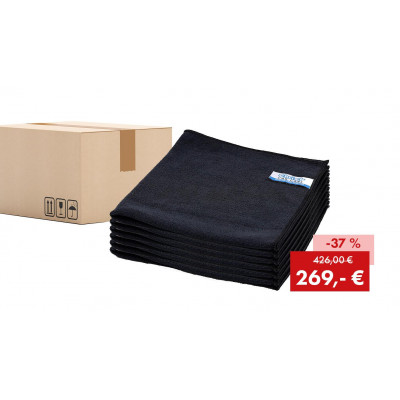 Aktionspaket: 200 x Quick&Bright Mikrofasertuch Premium, schwarz, mit Christ Einnäher, 40 x 40 cm