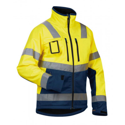 High Vis Softshell Jacke 4900, Farbe gelb/marineblau, Größe XS