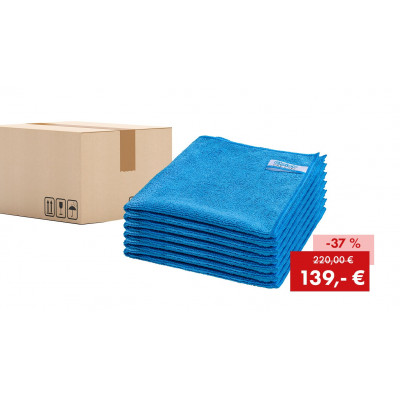 Aktionspaket: 200 x Quick&Bright Mikrofasertuch Universal, blau, mit Christ Einnäher, 40 x 40 cm