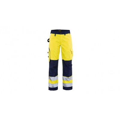 Damen High Vis Bundhose ohne Werkzeugtaschen 7155, Farbe gelb-marine, Größe 36