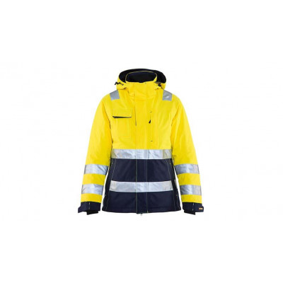 Damen High Vis Winterjacke 4872, Farbe gelb/marineblau, Größe M