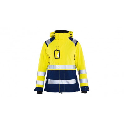 Damen High Vis Shell Jacke 4904, Farbe gelb/marineblau, Größe XL