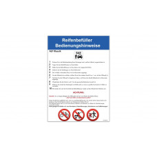 Bedienhinweisschild Reifenbefüller tragbar DIN A3 - Abbildung ähnlich