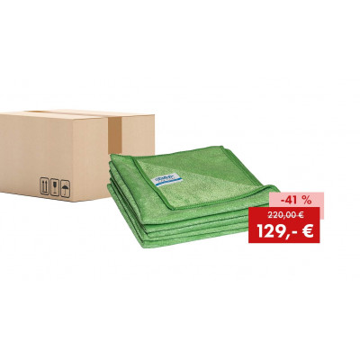 Sonderposten: Quick&Bright Mikrofasertuch grün, 40 x 40 cm, Karton (200 Stück)
